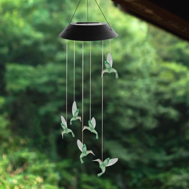 1 Uds., colibrí LED para exteriores, carillón de viento LED colorido, luz Solar para paisaje, patio, jardín, luz LED de carillón de viento