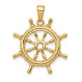 thumbnail image 1 of 14k Yellow Gold Ships Wheel Necklace Charm Pendant Seashore Boating, 1 of 6