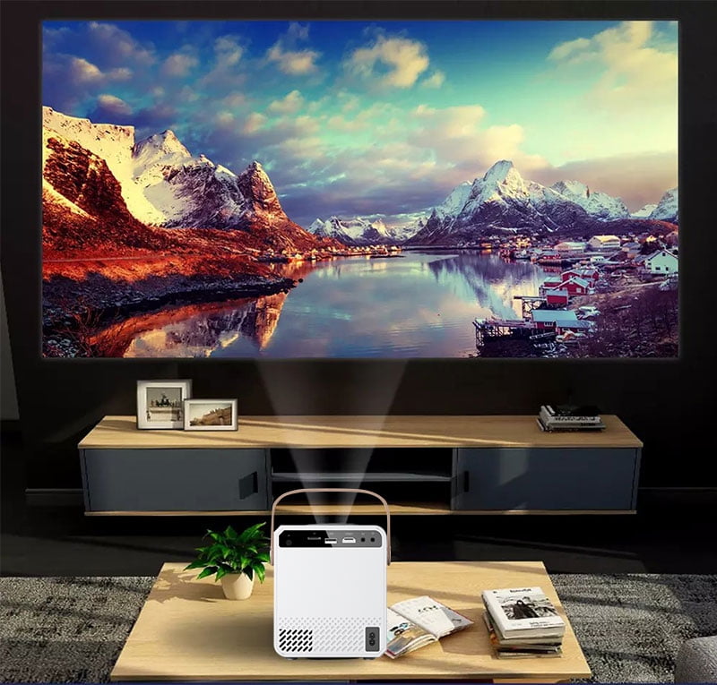 Mini Projector with WiFi and Bluetooth,  Keystone, Short Throw Full HD 1080P Supported, Portable Outdoor/Indoor Use