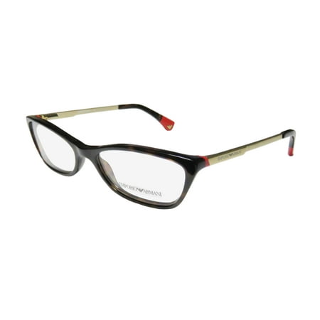 New Emporio Armani 3014 Womens/Ladies Cat Eye Full-Rim Tortoise / Gold / Red Frame Demo Lenses 52-16-135 Flexible Hinges Eyeglasses/Eye Glasses