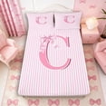 thumbnail image 3 of Meiyoeat Charming Bow Letter C Full Size Sheets 4-Piece for Girls Toddlers, Soft Stripe Bed Sheets, Light Pink White, 3 of 6