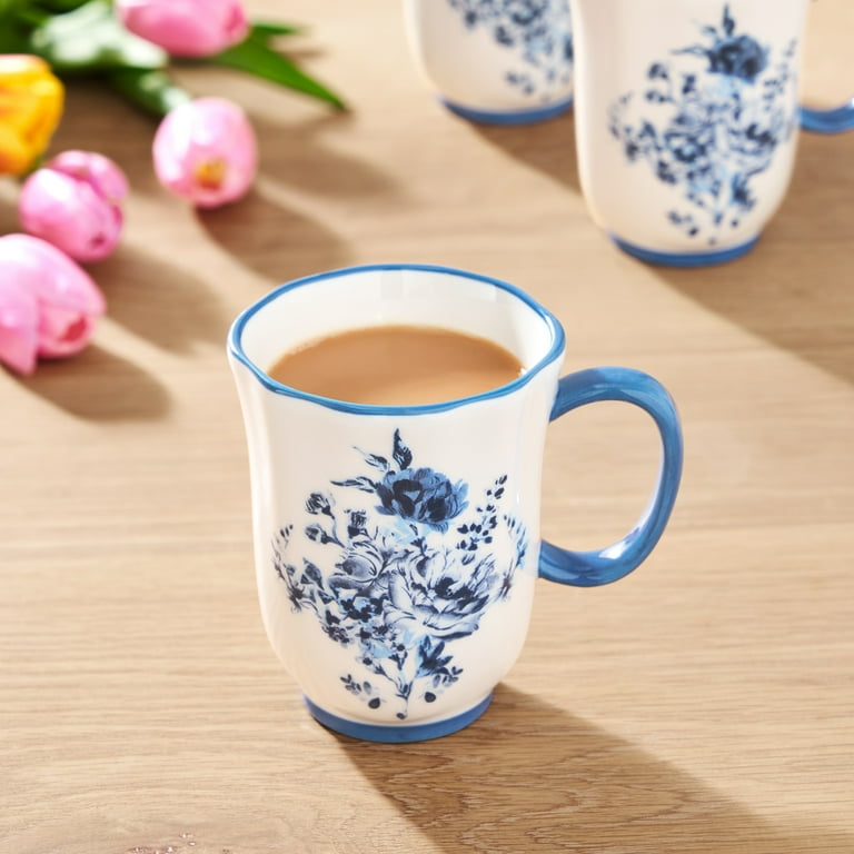 The Pioneer Woman Delilah 12-Ounce Blue Stoneware Mug, Rustic