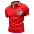 thumbnail image 3 of Men's Rainbow Pride Polo Shirt with Liberty Statue Graphic and Button Placket Featuring Colorful Trim for Pride Month Parades LGBTQ+ Events Summer Parties or Daily Wear Red M, 3 of 5