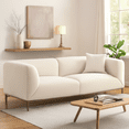 thumbnail image 3 of Modern Curved Sofa for Living Room Family Movie Nights and Reading Hours, Soft Boucle Fabric Upholstery with Solid Wood Frame, Compact Size for Small Spaces, 3 of 9