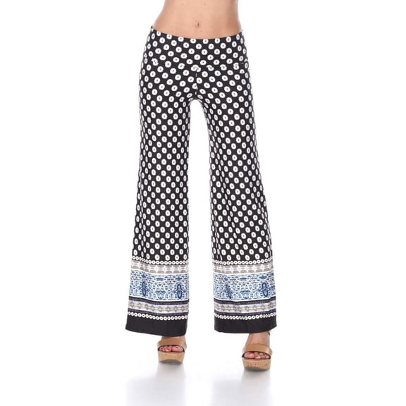 White Mark Women's Border Print Palazzo Pants