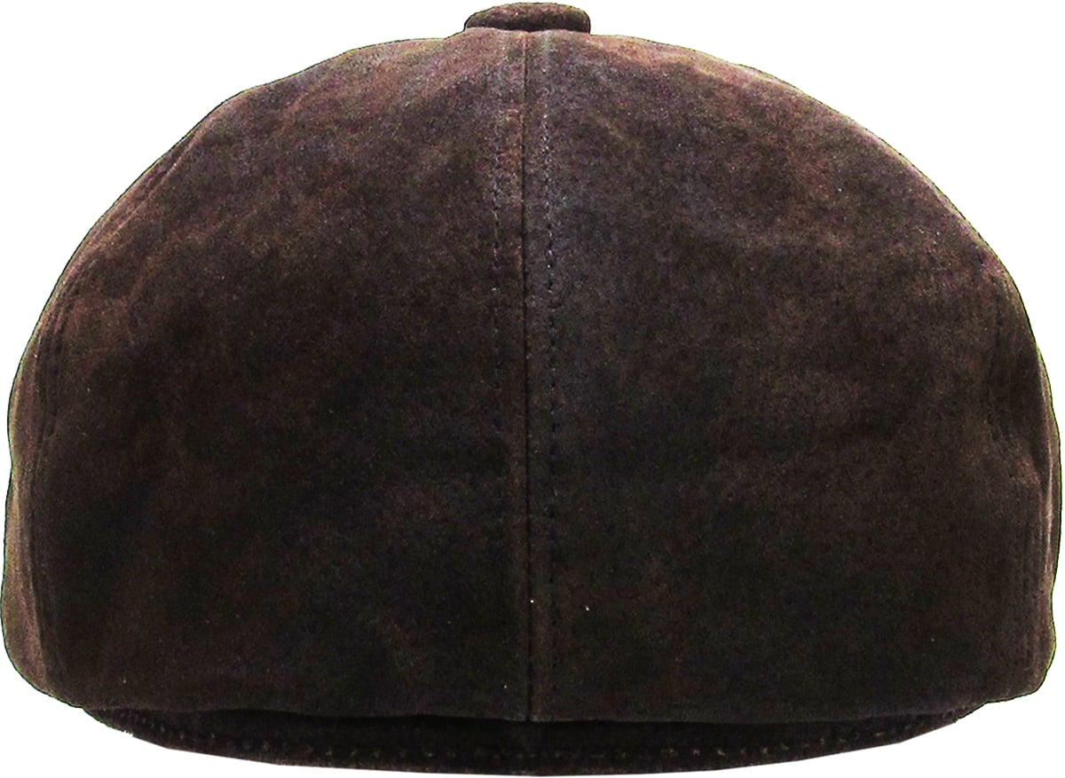 100% Genuine Leather Dark Brown Mens Ivy Hat Golf Driving Ascot Flat Cabbie Newsboy