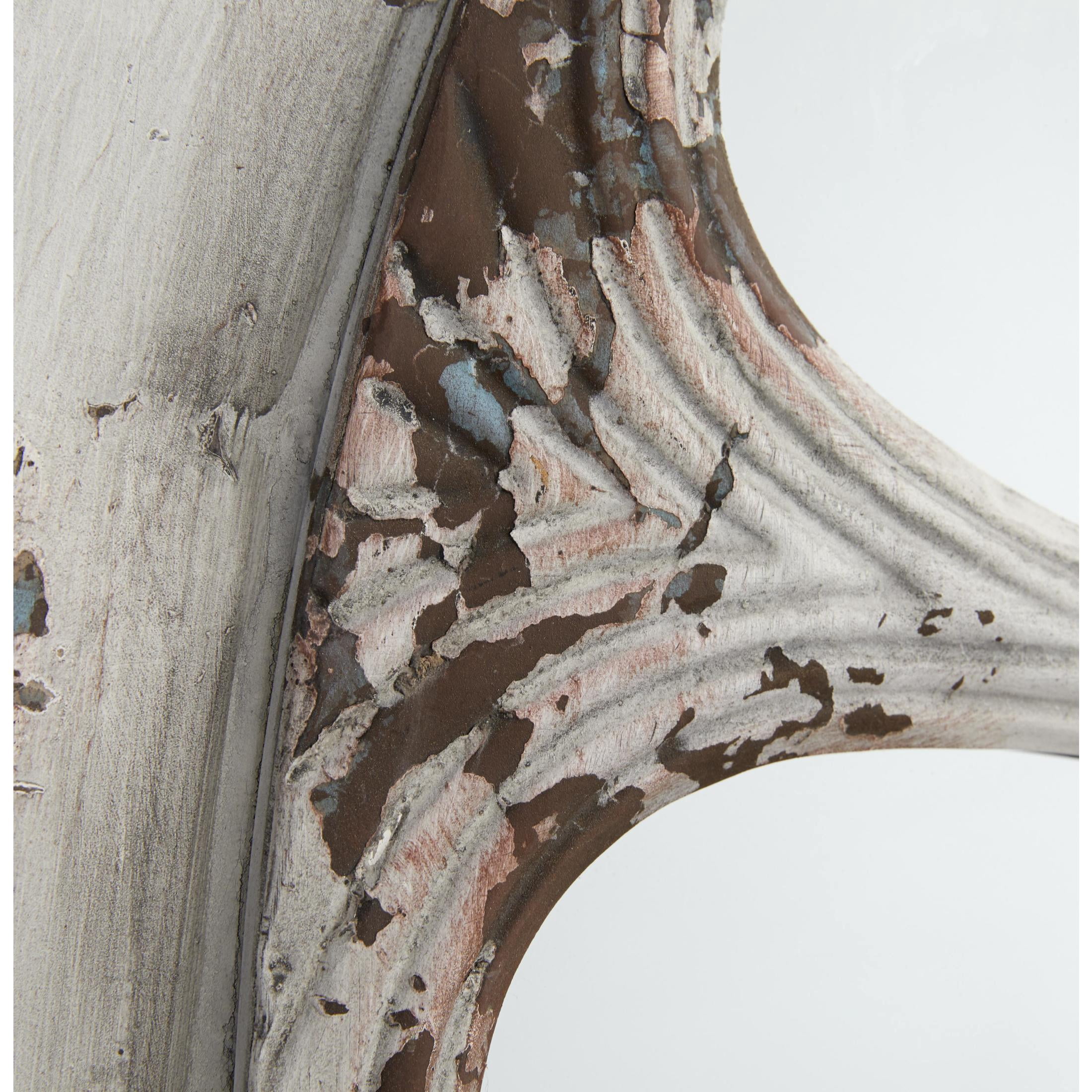 DecMode 34" x 52" White Window Pane Inspired Wall Mirror with Arched Top