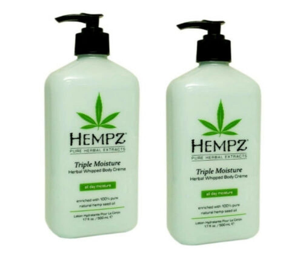 LOT 2 Hempz Triple Moisture Herbal Whipped Body Lotion Creme 17oz