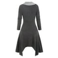 thumbnail image 2 of Patlollav Womens Long Sleeve Turndown Collar Patchwork Irregular Dress, 2 of 6