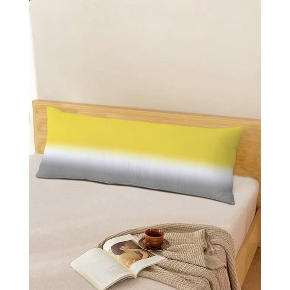 Yellow and Gray Gradient Ombre Color Texture Body Throw Pillow Cover Case, Couch Sofa Bed Pillowcase, Soft Decorative Pillow Protector, 20x54Inch Long Reversible Pillow Shams with Zipper
