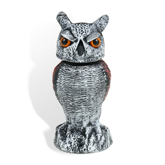 Owl Decoy Lifelike Simulation Bird Deterrent with 360° Swivel Head Realistic Owl Statue Scare Birds Plastic Scarecrow to Frighten Birds for Garden Indoor Outdoor