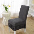 thumbnail image 5 of Elastic Non-Slip Chair Cover 4-Season Polyester Seat Cover with Pleated Fringe Fits Chairs 45-55cm Back Height Multi-Color Leaf Pattern 1PC, 5 of 6