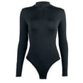 thumbnail image 5 of CuteStreet Women's Neck Zipper Design Bodysuit Long Sleeve Bodysuit Fleece Fabric Slim Fit Stretch Solid Bodysuit, 5 of 6