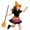 A, variant on Girls 3-Piece Halloween Themed Tutu Skirt Set, Pumpkin Bat Print Skirt with Witch Hat Broom, Universal One Size Pretend Play Outfit For 3-14Y