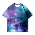 thumbnail image 4 of Likimi Tops For Women Loose Fit Short Sleeve Print Crew Neck Relaxed Fit Fashionable Casual T Shirts Purple Size M, 4 of 4