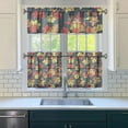 thumbnail image 3 of Rustic Wildflower Curtains 24 Inch - 3 Panel Farmhouse Boho Set with Vintage Floral Design, Country Kitchen Window Drapes, 3 of 6