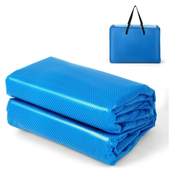 Pool Cover, 16 FT x 32 FT 12-mil Solar Pool Cover with Carry Bag, Heat Retaining Rectangle Bubble Cover Floating Spa Blanket for Tub, In-Ground & Above Ground Swimming Pools (Blue)
