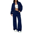 thumbnail image 7 of GILIGEGE Two Piece Sets for Women A Two Piece Set Of Women's Trendy Sweatshirt Jacket with Zipper Slim Fit Long Sleeves and Long Pants Blue L, 7 of 7