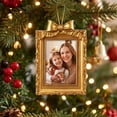 thumbnail image 2 of Christmas Photo Ornament,Picture Frame Cedar Decoration Bow Top Design Hanging Keepsake for Christmas Tree Mantel Home Decor, 2 of 6