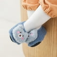 thumbnail image 3 of Baby Shoes Size 12 For 6 Months-12 Months Winter Children Boys And Floor Flat Bottom Non On Plush Warm And Comfortable Cute Cartoon Bear Toddler Sneakers Blue, 3 of 7