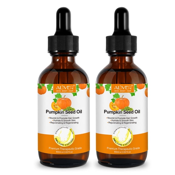 Aliver Pumpkin Seed Oil,for Dry Damaged Hair, Pure Cold Pressed Oil Moisturizing Scalp, Face, Nails, Body, Skin,120ml