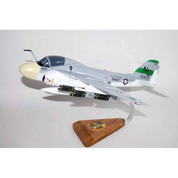 VA-145 Swordsmen A-6 (1969) Intruder Model, 1/36th Scale, Mahogany, Navy