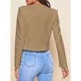 thumbnail image 5 of Women'S Short Blazer, Work/Casual Long Sleeve Front Opening Jacket with Pockets Khaki XL, 5 of 6