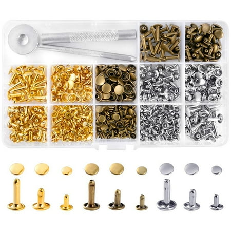 

TureClos 240 Sets Double Cap Rivet Metal Bolts DIY Leather Craft/Clothes/Shoes/Bags/Belts Repair Decorations