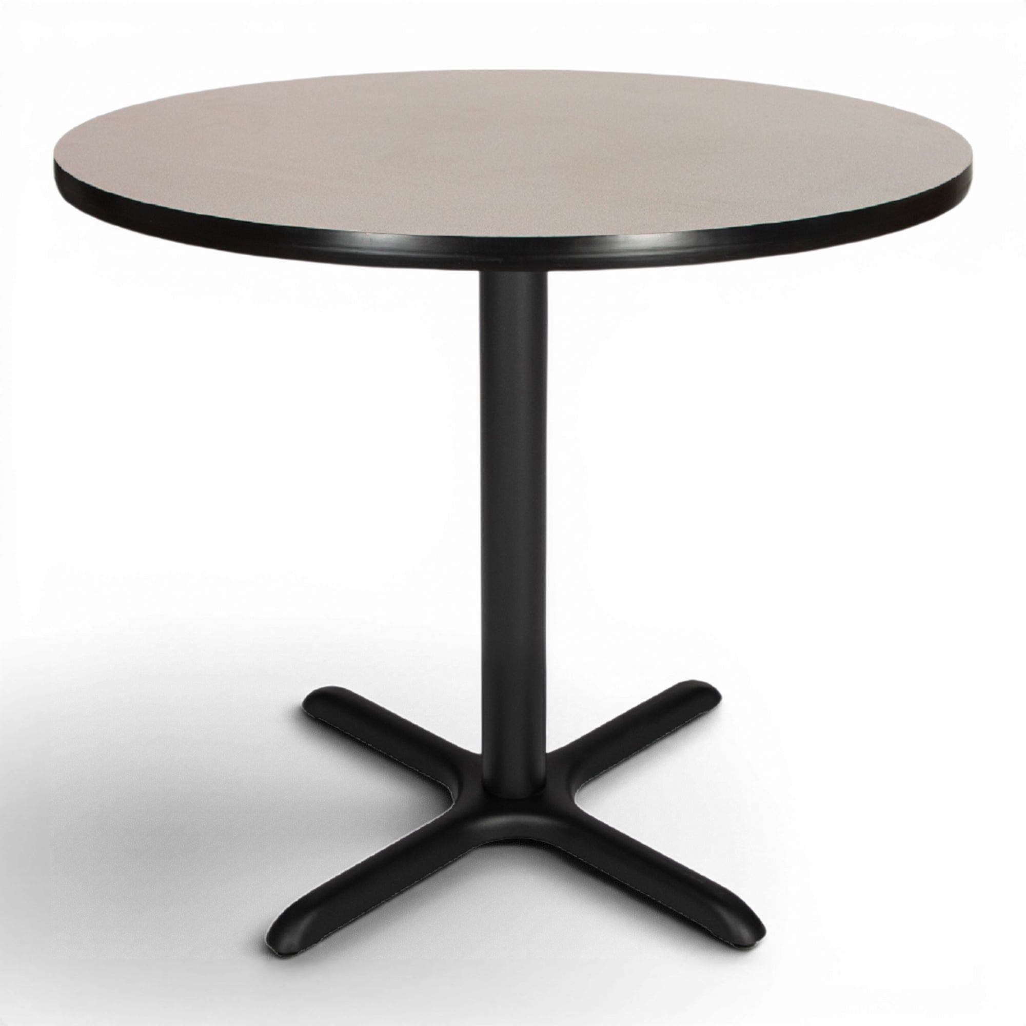 Hampden Furnishings Bennet Collection Steel Frame 36" Round Top, X Base, 30" Height Cafe Table, Black Frame/Grey Nebula Top