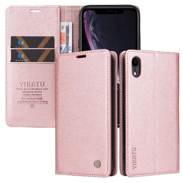 Funda para iPhone XR Estuche de Cuero PU Tipo Cartera con Ranuras para Tarjetas y Cierre Magnético