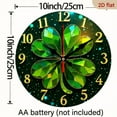 thumbnail image 3 of 2D Flat 1pc 10Inch Wooden St Patrick'S Day Lucky Clover Wall Clock - Silent Wooden Frame, 2D Artistic Design with Shamrocks Rainbow, AA Battery Operated (Not Included) for Living Room, 3 of 7