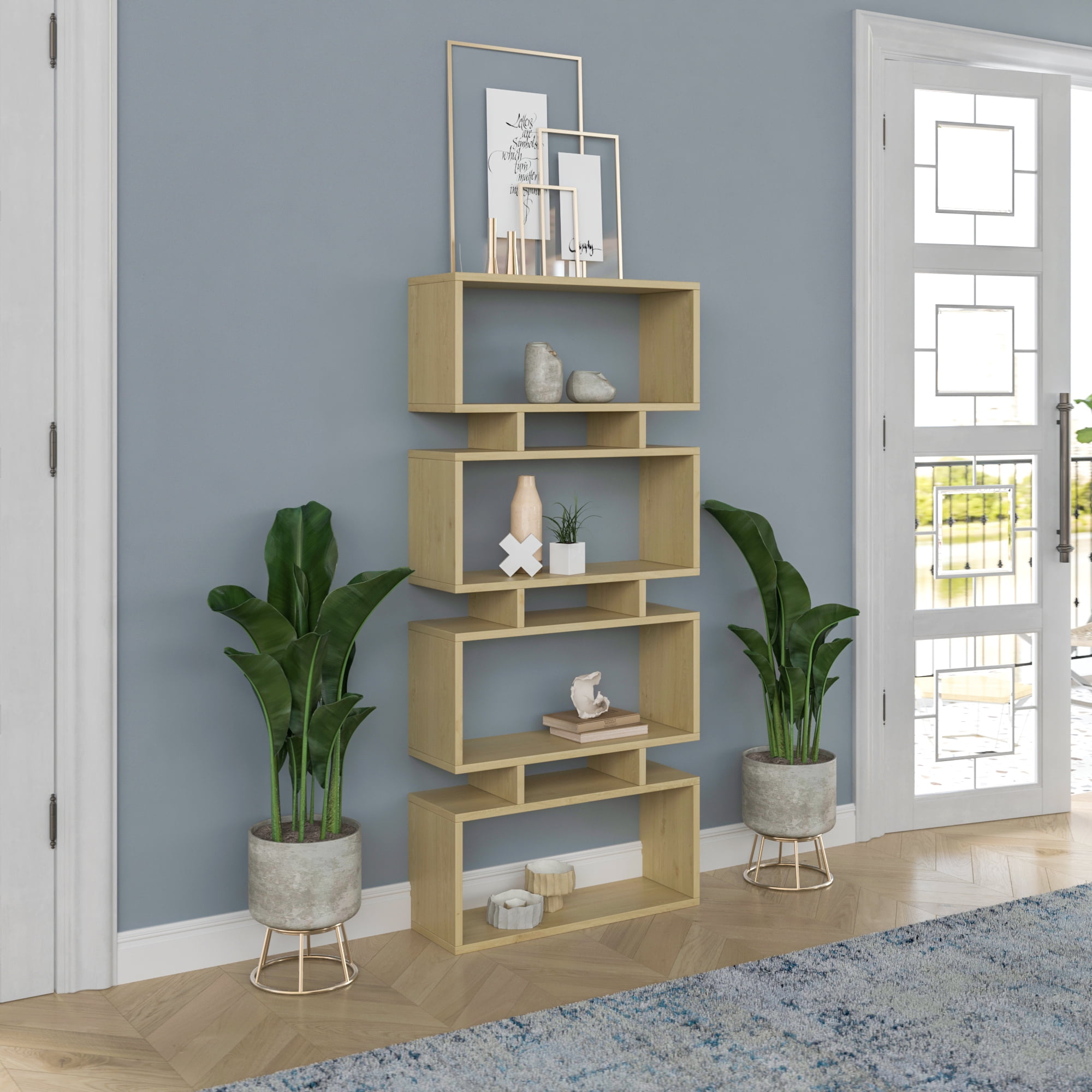 Ada Home Decor Harmon 4 Tier Bookcase, Oak