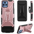 thumbnail image 6 of Compatible for TMobile Revvl 6 5G Case with Holster Belt Clip Hybrid Shockproof Protective Phone Cover with Kickstand - Rose Gold, 6 of 6