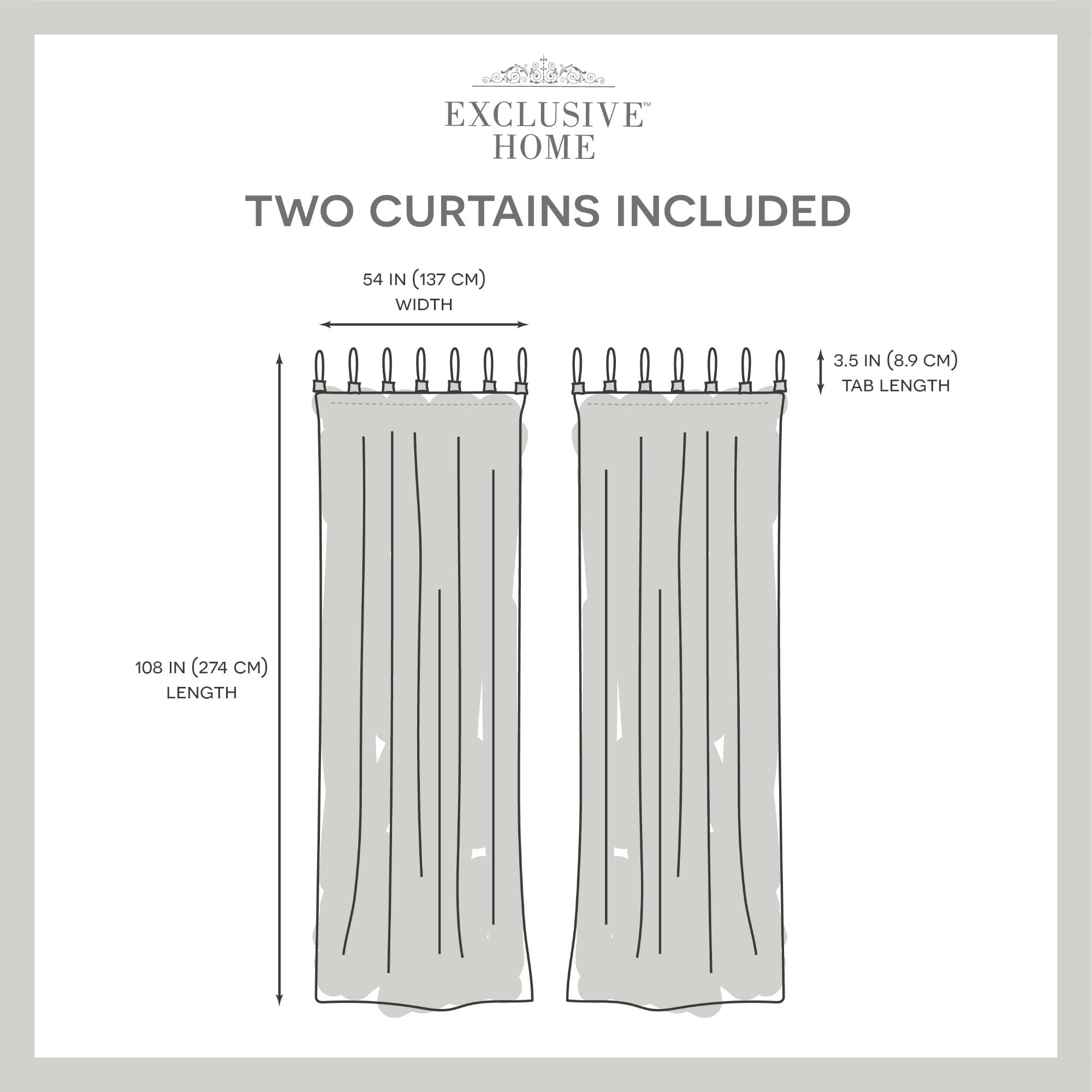Exclusive Home Bari Light Filtering Spiral Loop Tab Top Curtain Panels, 54"x108", Silver, Set of 2