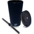 thumbnail image 4 of Silipint 16oz Silicone Tumbler with Straw Lid – Unbreakable, Non-Toxic, Dishwasher Safe & Spill Proof Tumbler Leakproof Travel Mug for Coffee, Juice, Cocktail (Classic Black, smoke), 4 of 6