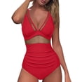 thumbnail image 4 of Women Mesh Tummy Siamese Control Swimsuit Push Up High Waisted Bathing Suit, 4 of 8