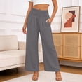 thumbnail image 2 of JIAYUE Women's Pants Ankle Length Wide Leg High Waist Palazzo Summer Flowy Beach Trousers With Pockets Trendy Bottoms For Women, 2 of 6