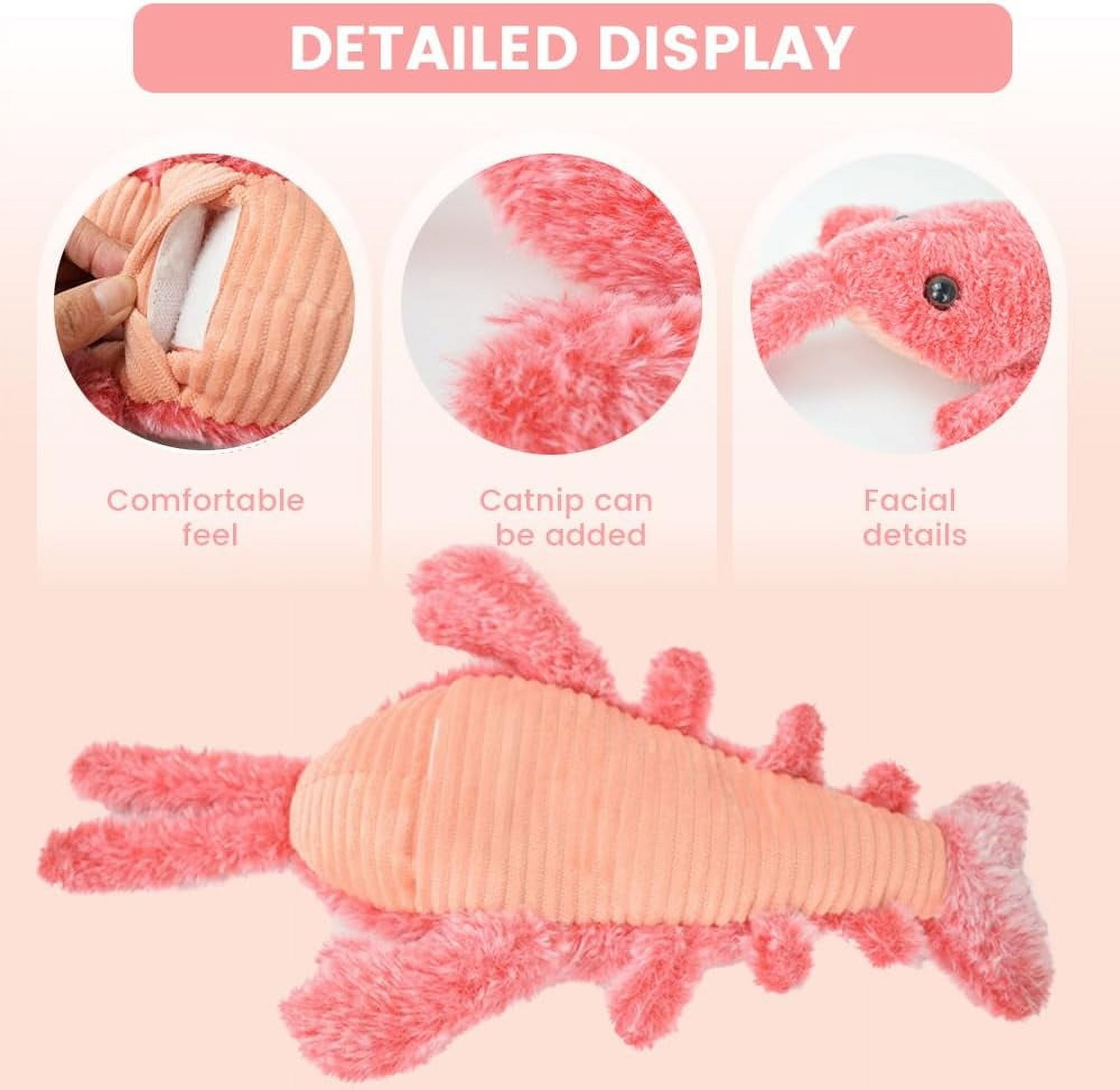 Interactive Dog Toy, 2026 Upgrade Plush Dog Toys for Small Dogs Calming, Small Simulation Lobster Floppy Funny Moving Sturdy Pet Puppy Chew Toy for Chewing Teething