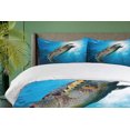 thumbnail image 4 of Ambesonne Under the Sea Duvet Cover Sets, Sea Turtle Diving, 2-Queen, Yellow Brown Blue, 4 of 7