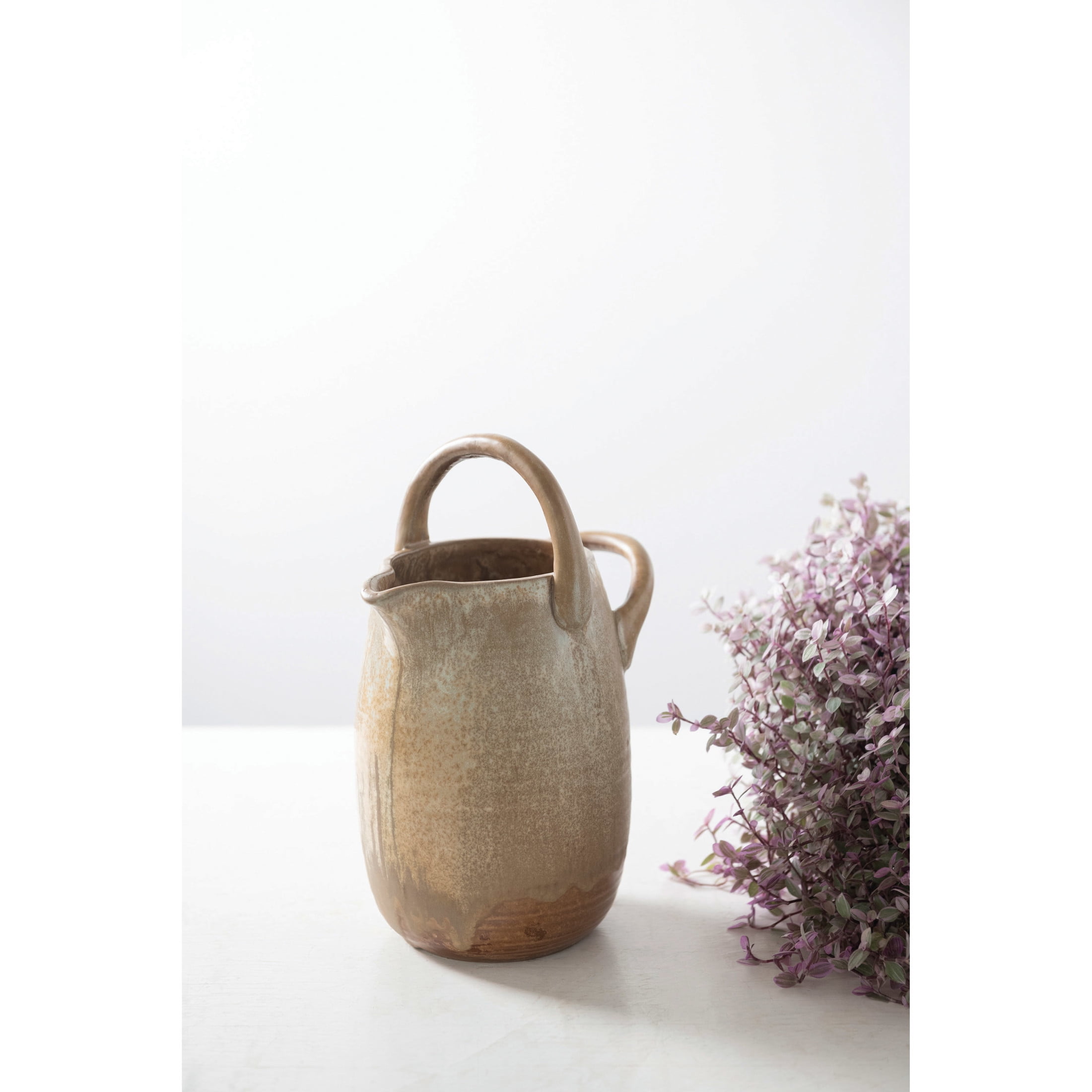 Creative Co-Op Stoneware Watering Pitcher with Handles, Reactive Glaze