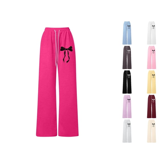 Vrotazzy Girls Casual Joggers for Everyday Play with Bow Tie Waist Lightweight Straight Leg Sweatpants for School and Outdoor Activities,Size 8-9 Years