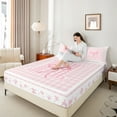 thumbnail image 4 of Castle Fairy 4-Piece King Sheet Set: Alphabet H Bowknot Polka Dots Pink Plaid Ultra Soft Decor, 4 of 7