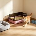 thumbnail image 6 of AuroraX Cat Litter Box with Lid Odor Control Covered Litter Box High Sides 2 Pcs Top Entry Semi Enclosed Leak-Proof Indoor Pet Supplies Pink National Dog Day International Cat Day, 6 of 6