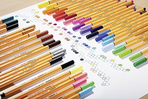 Fineliner - STABILO point 88 Wallet of 10 Assorted Office Colours Black/Blue/Red/Green
