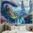 thumbnail image 2 of Creowell  Fantasy Dragon Tapestry Suspended Castle Fairy Tale Forest Magical World Wall Hanging Flannel Home Aesthetics Wall Blankets Kids Room Dorm Decor 40x30inch, 2 of 6