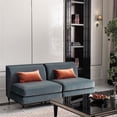 thumbnail image 3 of Michael Amini La Francaise Armless Velvet Accent Chair - Azure/Black, 3 of 12