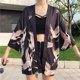 thumbnail image 1 of Kimono para mujer, cárdigan con estampado de grulla de corona roja, Túnica Retro informal holgada, 1 of 8