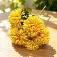 thumbnail image 2 of Artificial Chrysanthemum Bunch, Faux Mum Flowers, Fake Chrysanthemum Stems, 6 Head Realistic Mum Bunch, for Home Vase Table Centerpiece Wedding Decor, Yellow, 2 of 4