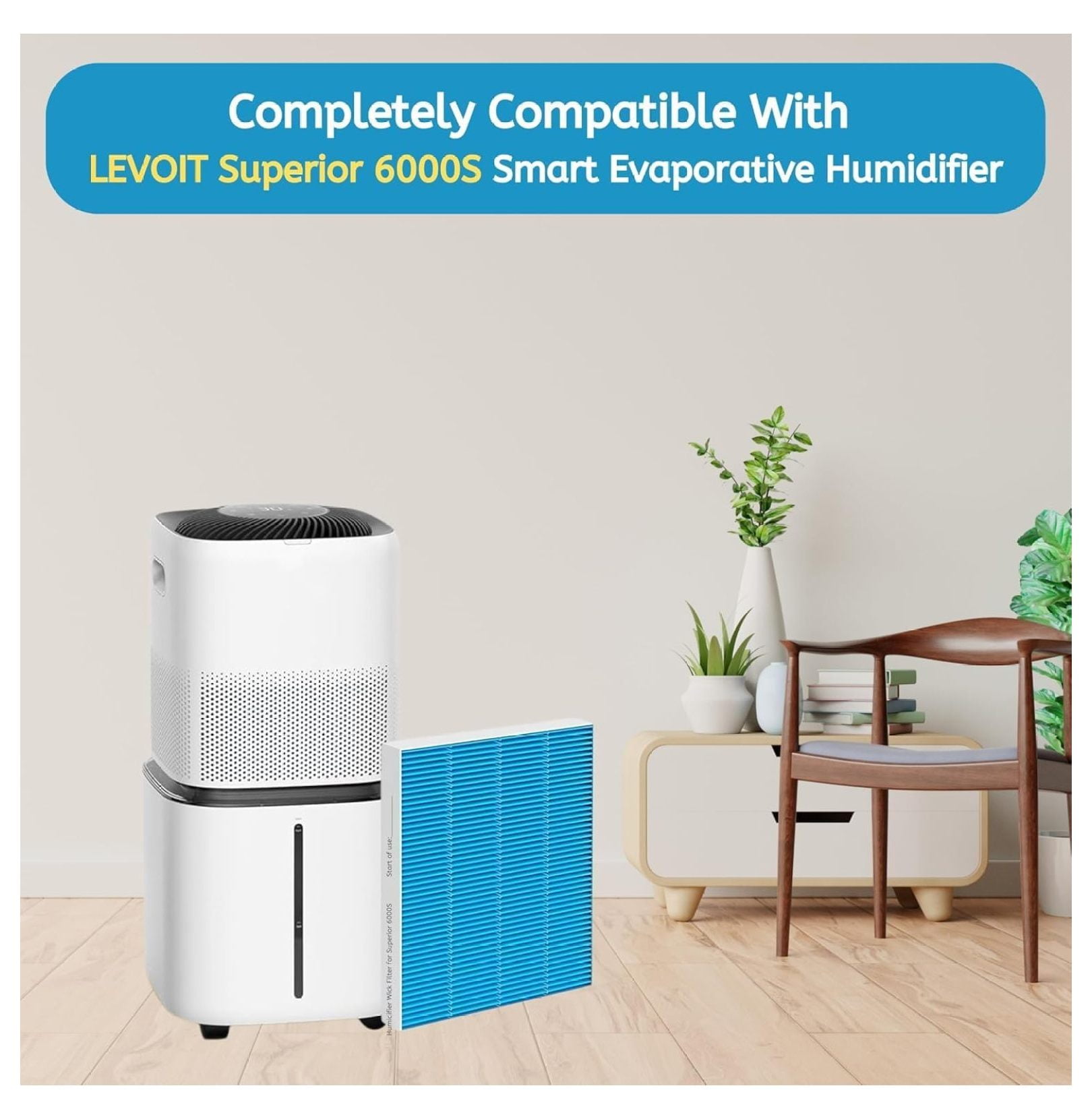 6000s Wick Humidifier Filter Replacement for Superior 6000S Smart Evaporative Humidifier, 16 Pack