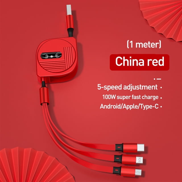 Cable de carga USB 3 en 1 6A 100W para Huawei/Honor retráctil portátil Micro USB TypeC Cable de carga para iPhone 14 Samsung Tan Jianjun unisex